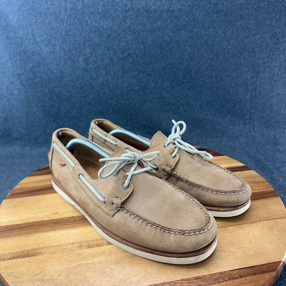 Sebago Docksides Crest Collection Mens 13 Tan Nubuck Leather Boat Shoes 720163